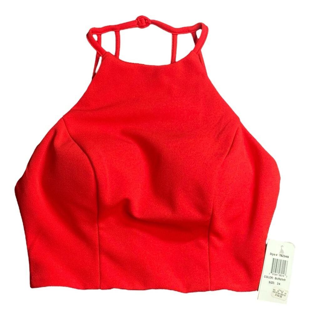 NWT B. Darlin Red Cropped Top – Women’s Size 3/4, Strappy Back